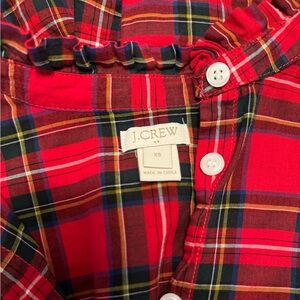 j.crew XS women’s red ruffle collared long sleeve button down shirt